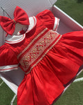 Red Shimmer Dress With Gold
