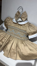 Camel with light blue and dark brown Dress