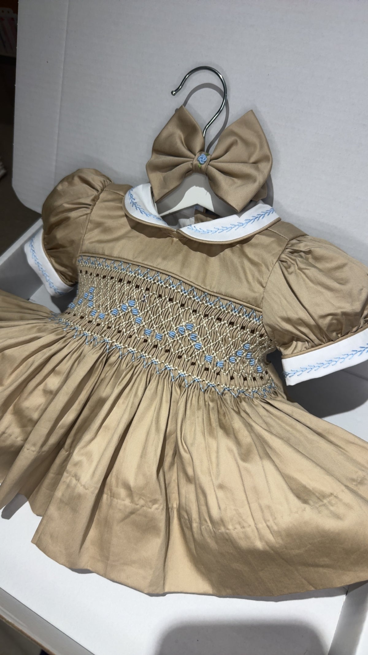 Camel with light blue and dark brown Dress