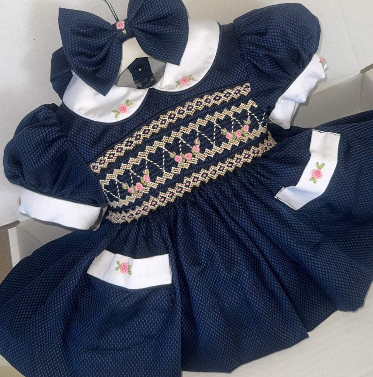 Navy With Gold And Pink