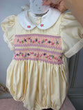 Cream Romper With Bonnet ( These Are Not In Stock Until 7 Days )