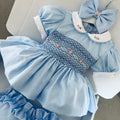 Blue With Pink Smocked Dress