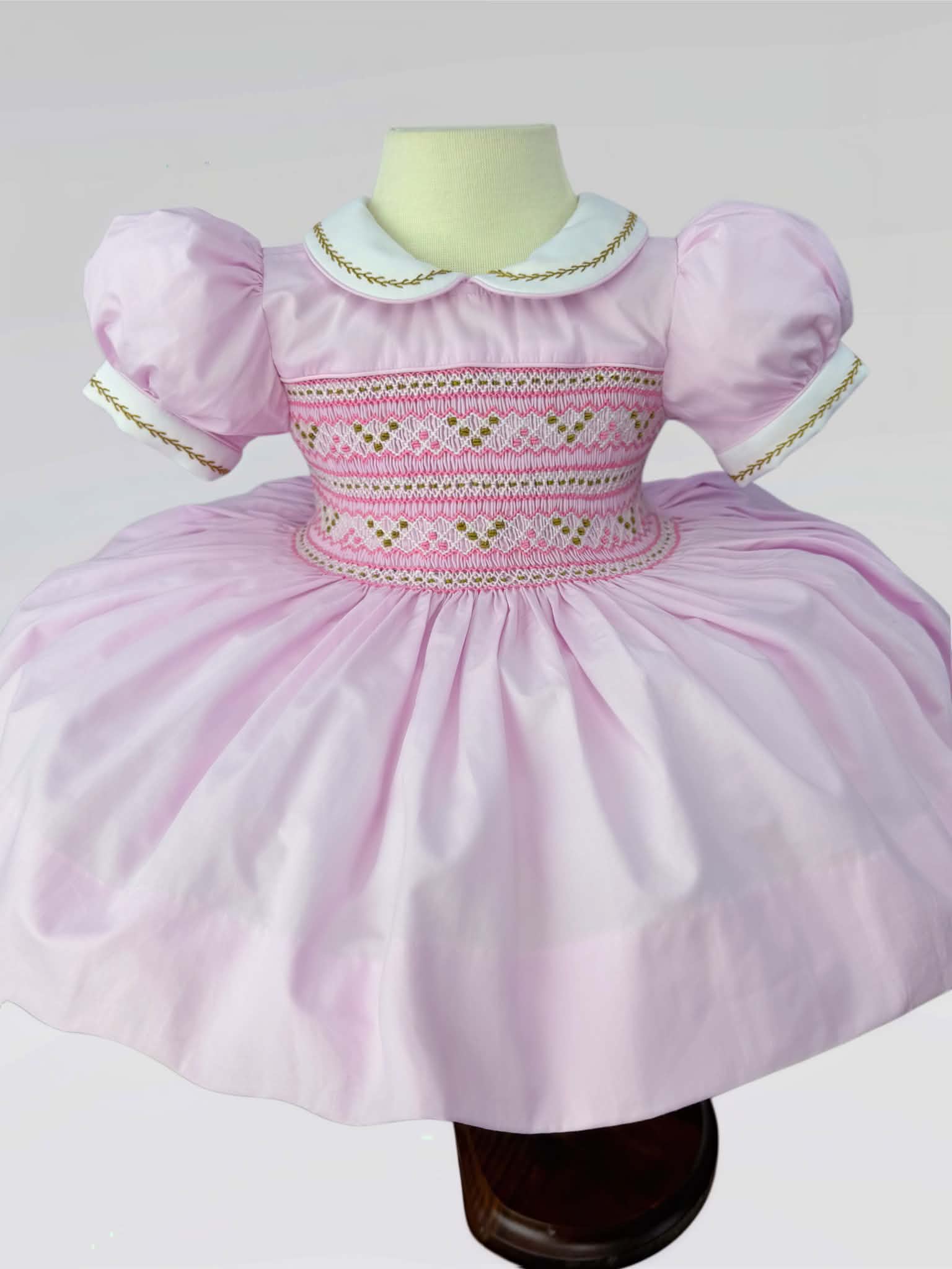 Pink With Brown Smock Front And Back