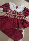 Burgundy and Gold Smock Pjs