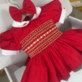 Red Front And Back Smock
