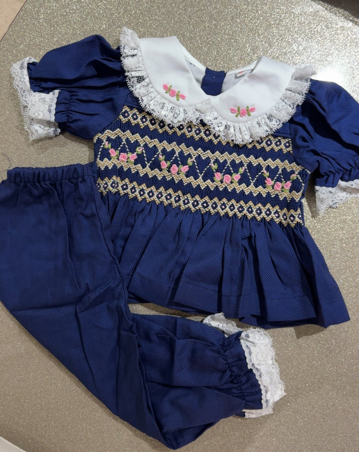 Navy With Pink And Gold