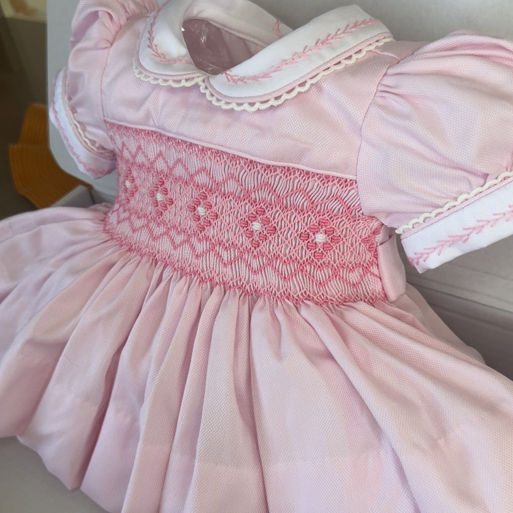 Pink And White Smock Dress