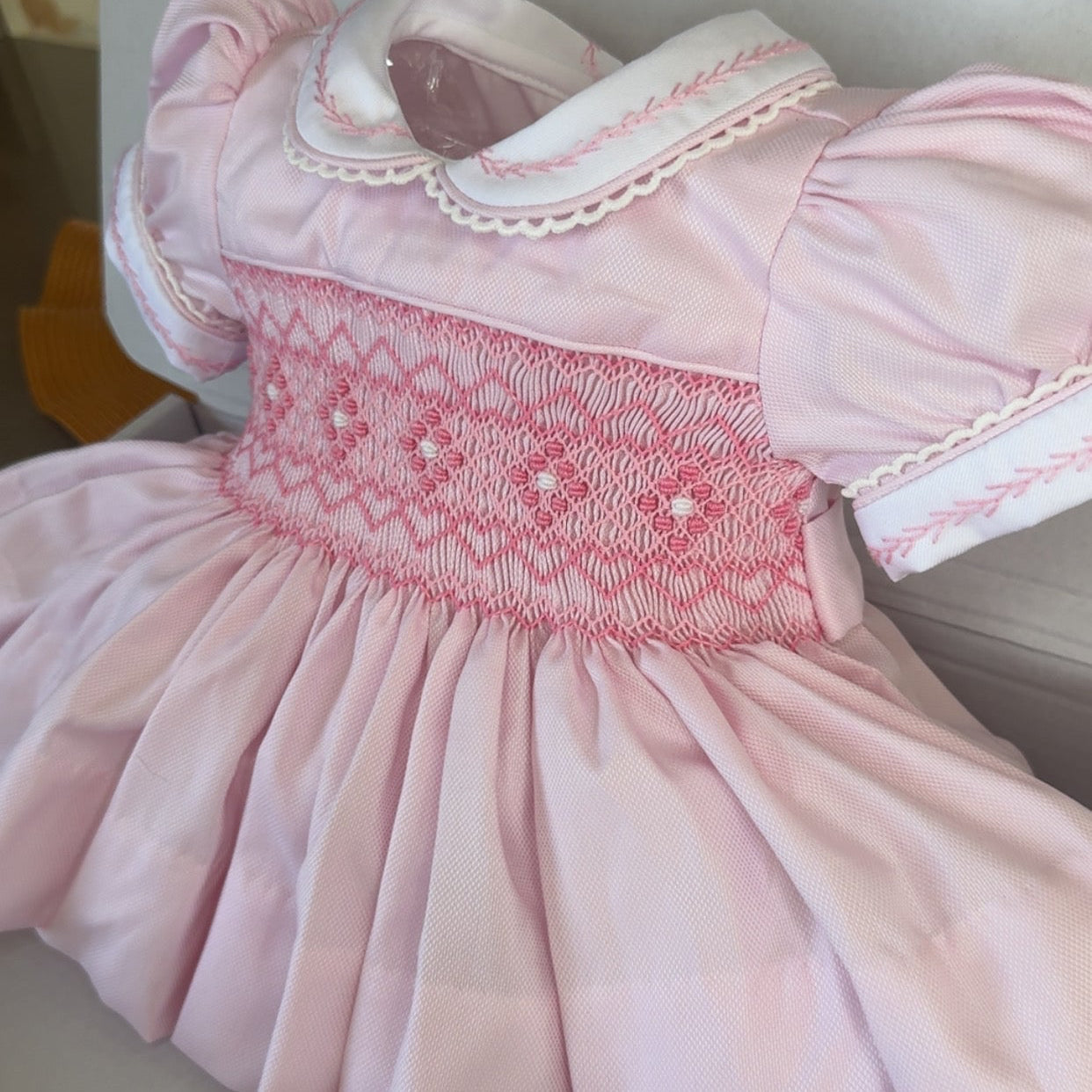 Pink And White Smock Dress