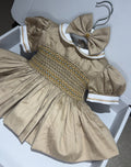 Camel With Blue Smocking Dress