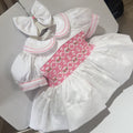 White With Pink Smocked Dress