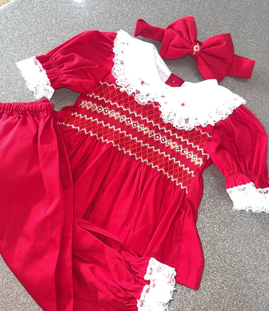 Red Little Pearl Smock