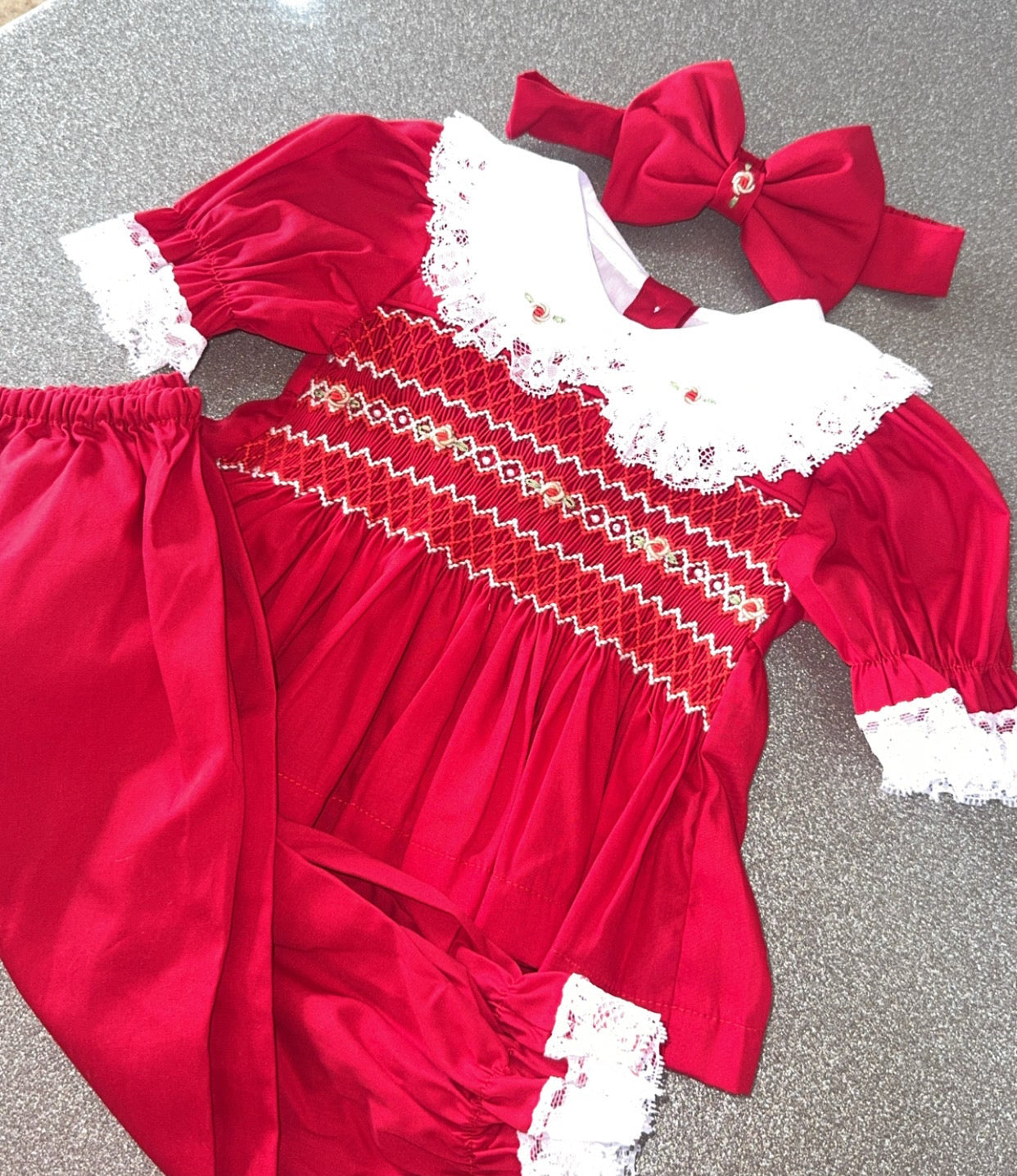 Red Little Pearl Smock