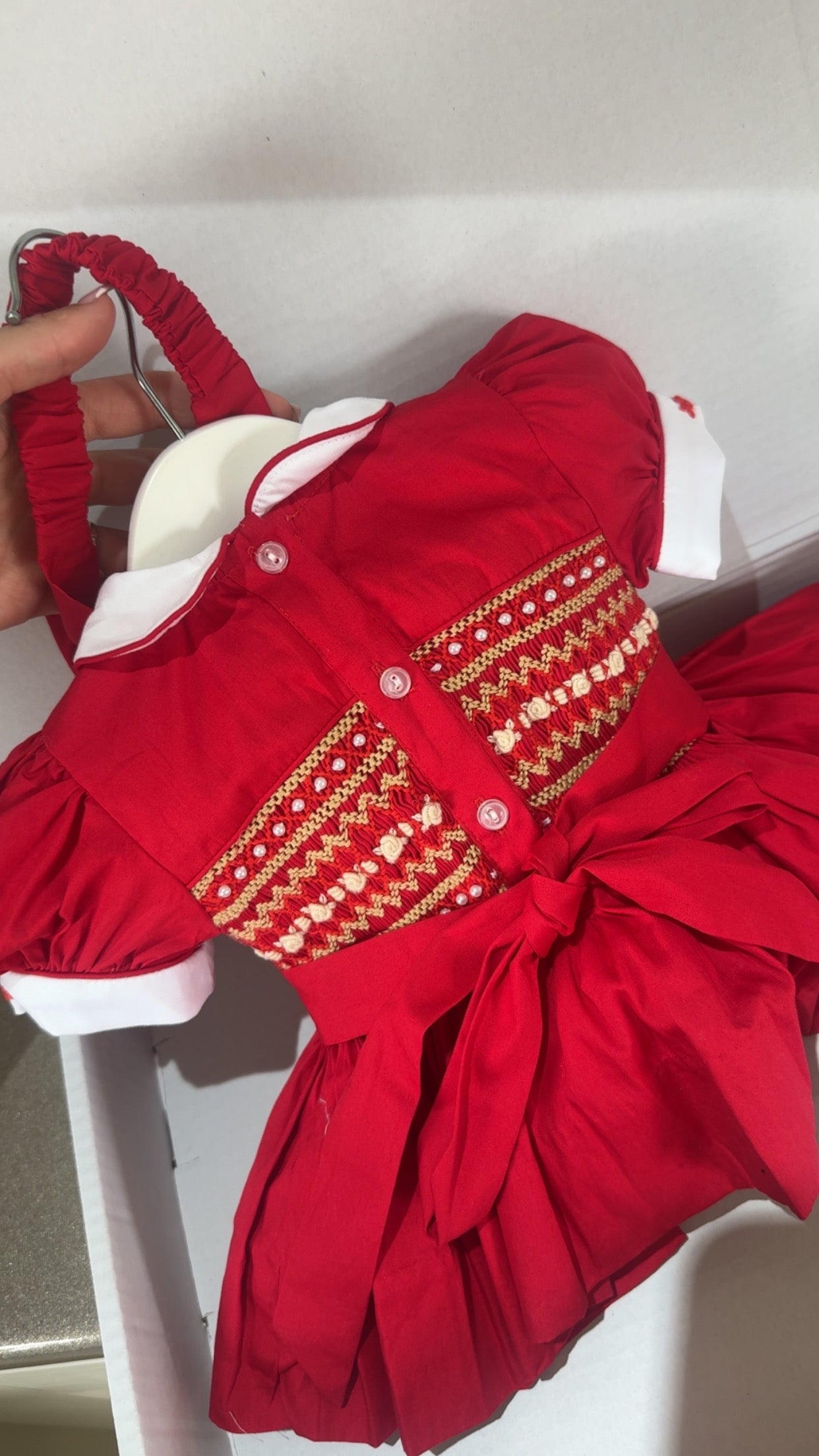 Red Front And Back Smock