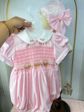 Flower Basket Romper With Bonnet ( These Will Be In Stock in 7 Days)