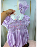 Lilac Romper With Bonnet ( These Are Not In Stock Till 7 Days )