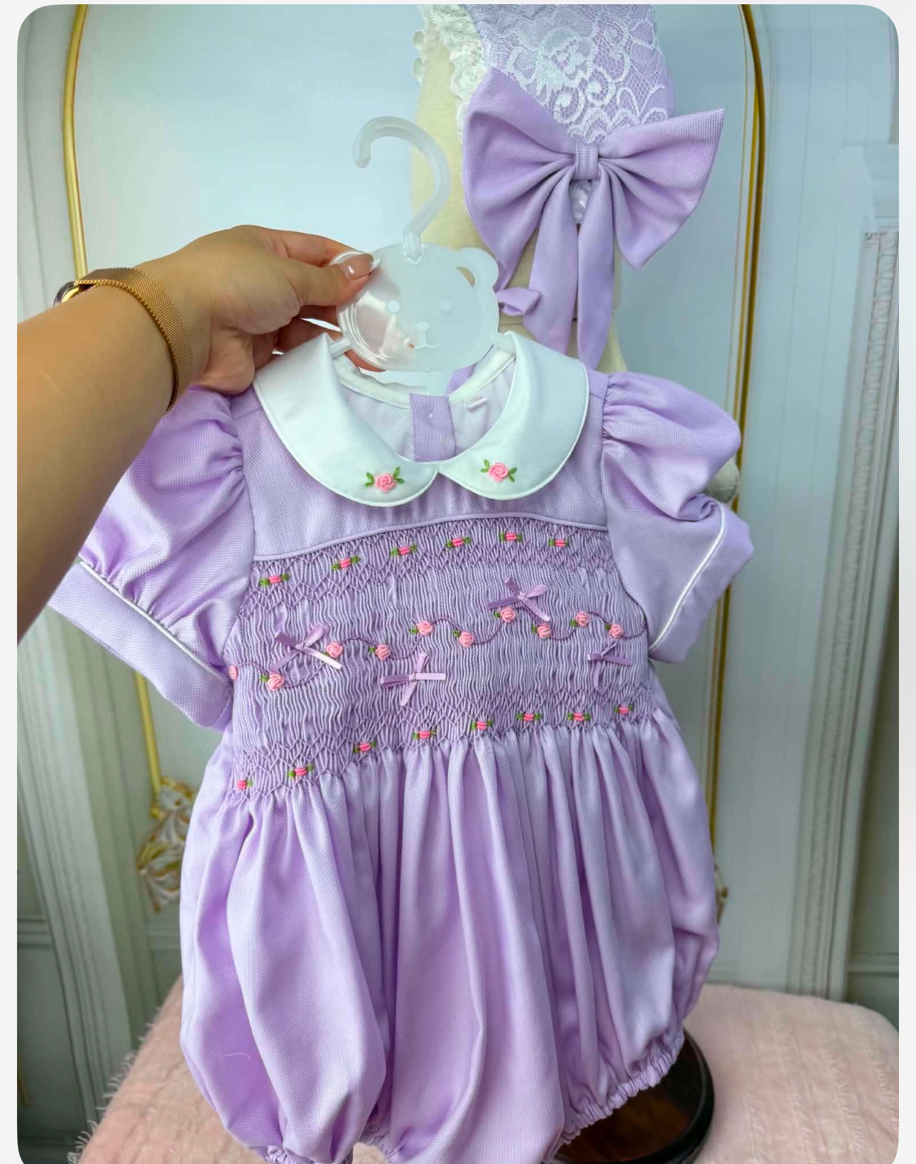 Lilac Romper With Bonnet ( These Are Not In Stock Till 7 Days )