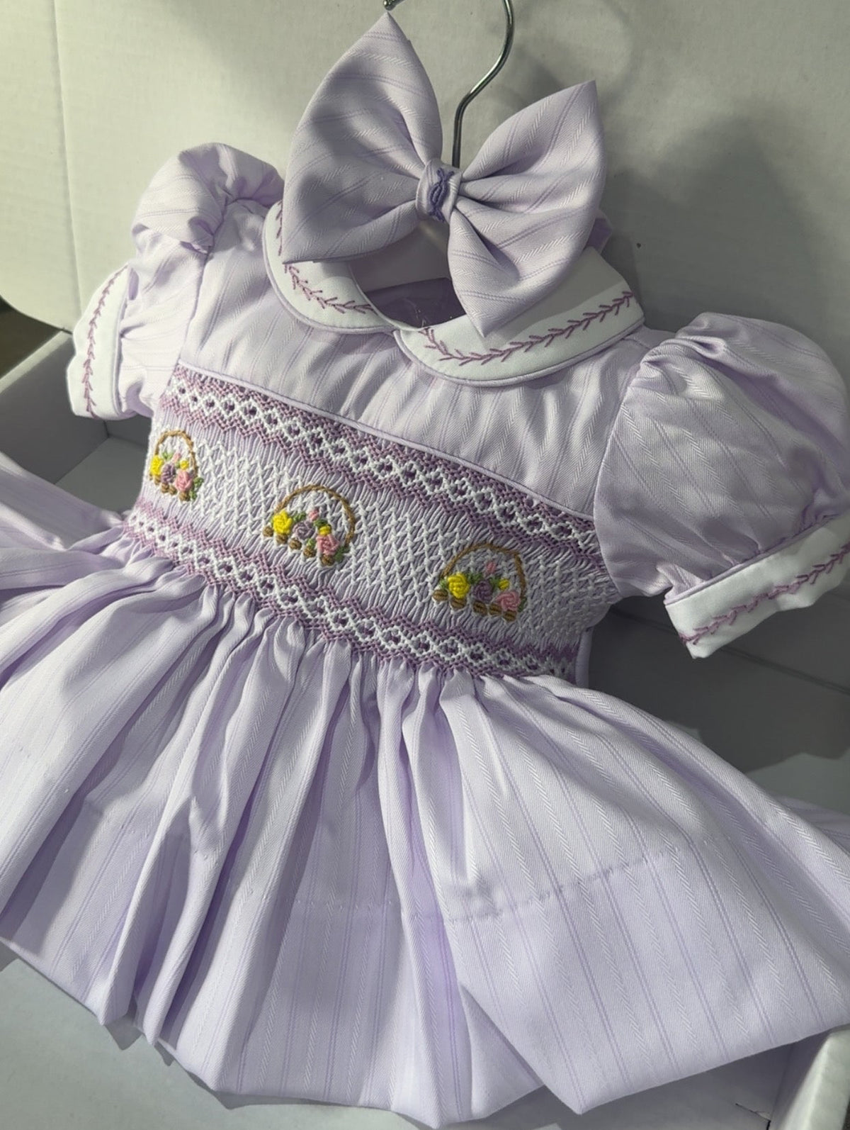 Lilac Stripe Flower Basket Smock