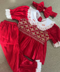 Red With Beige Flowers Pjs