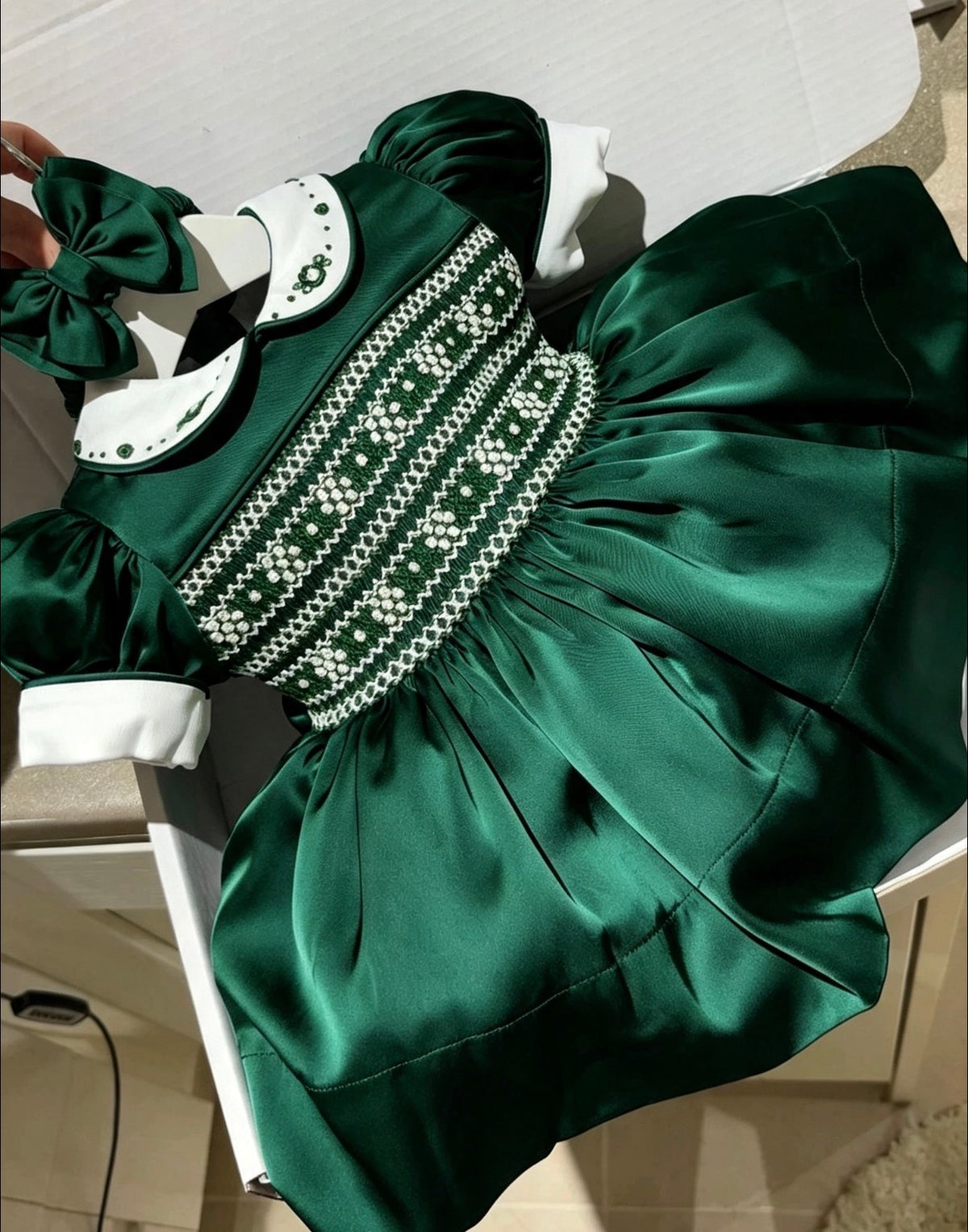 Bottle Green Silk Smock