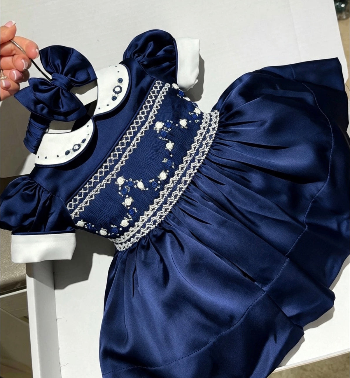 Silk Navy Blue Also Boys To Match