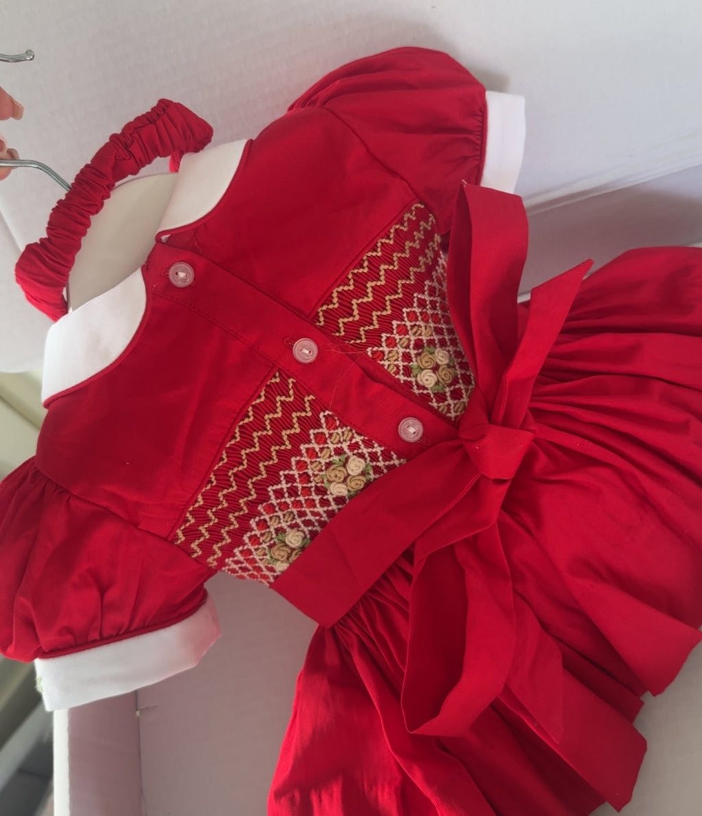 Red Clusters Dress Front And Back
