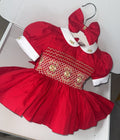 Red Clusters Dress Front And Back