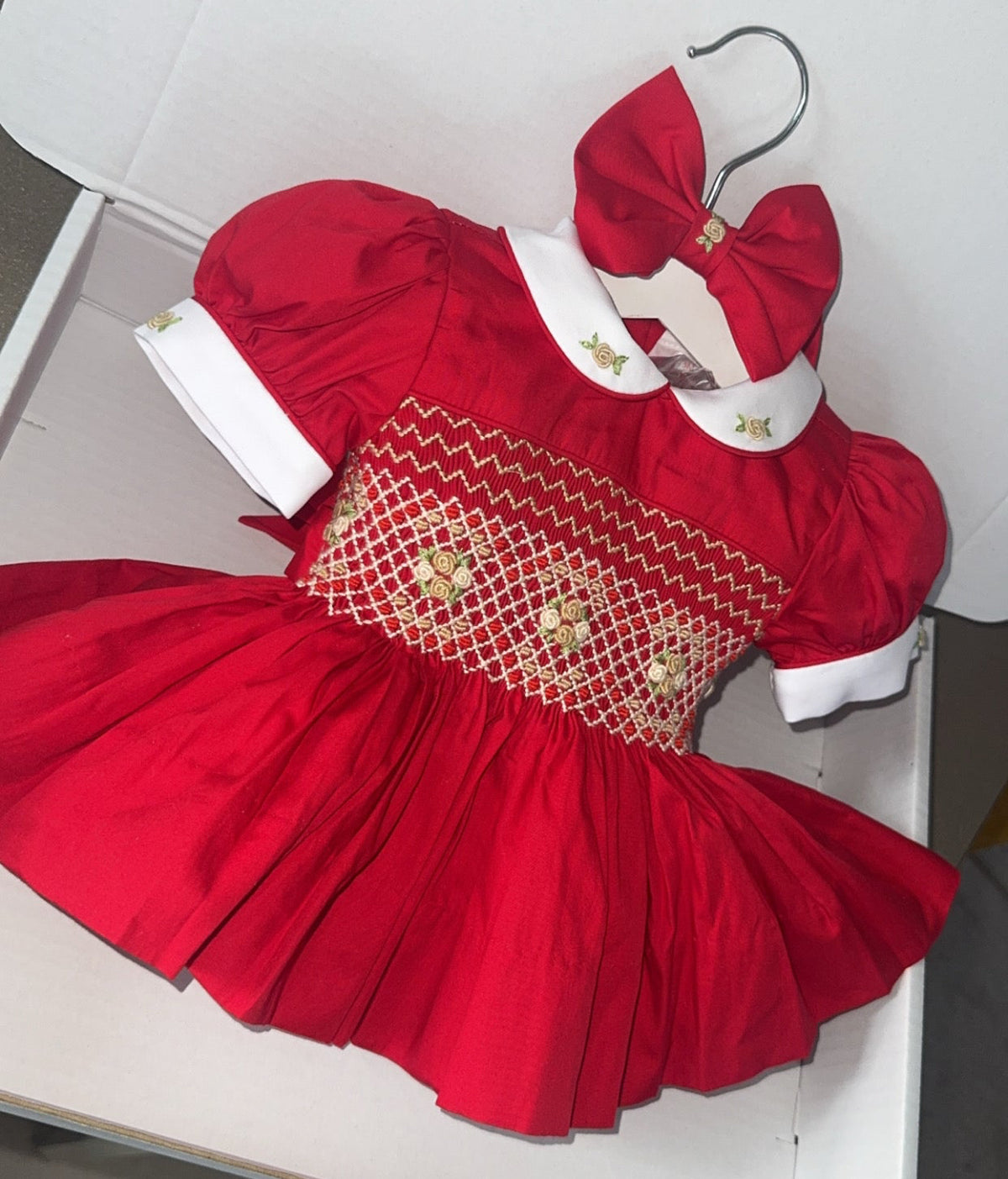 Red Clusters Dress Front And Back