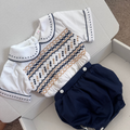 Boys Navy With Gold Smocking