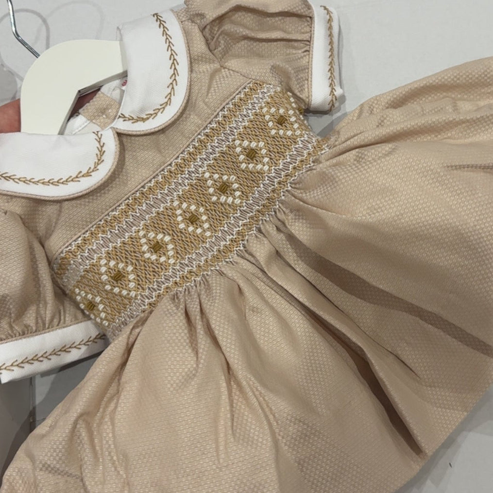 Beige Smocked Dress