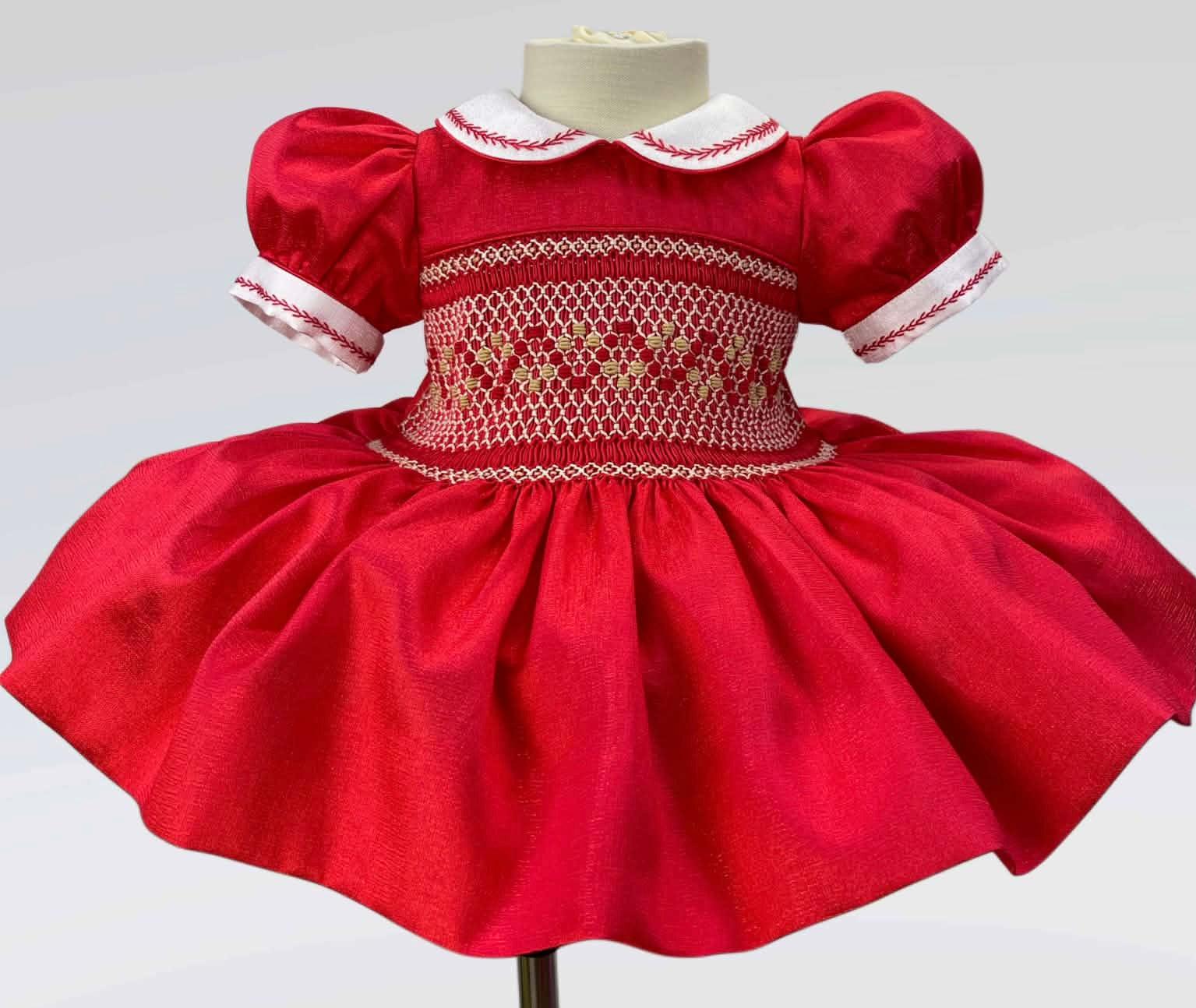 Red Shimmer Dress With Gold