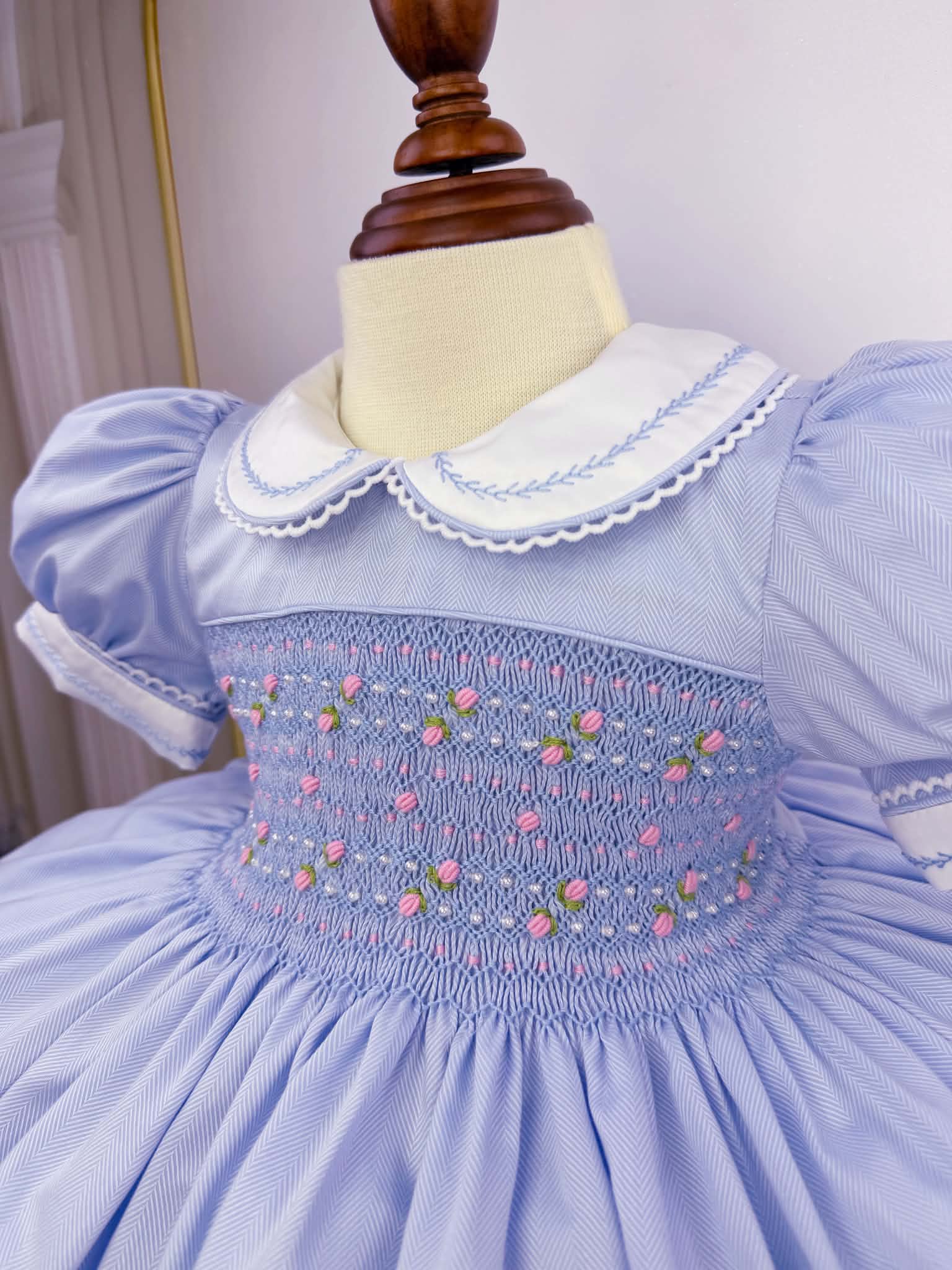 Blue With Pink Smock Dress